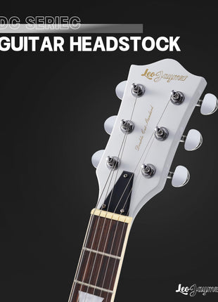 Leo Jaymz 39 Inch Solid Body Electric Guitar   Poplar Wood Body 1/4Maple Neck and Laurel Wood Fretboard (White)