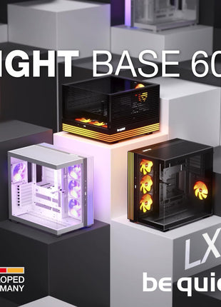 be quiet! Light Base 600 LX Black PC Case | Fully Windowed Front and Side Panel | Dual Chamber | ARGB LED Strip | 4 Light Wings LX 120mm PWM Fans | Inverted and Horizontal Layout Customizable | BGW67