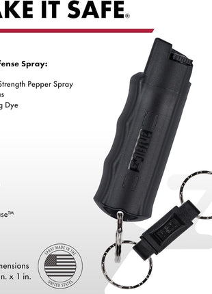 SABRE 3-in-1 Defense Spray – Pepper Spray, Tear Gas & UV Dye, Quick Release Keychain for Easy Carry, Finger Grip for Aim, 3X Longer Spray Time (Up to 10 Seconds), Max Police Strength, 0.54 fl oz