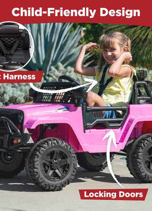 Best Choice Products 12V Kids Electric Vehicle Toy Ride On Car with Parent Remote Control for Toddlers, Seat Harness, 61 lbs Weight Capacity, Locking Doors, Spring Suspension, Bluetooth - Pink