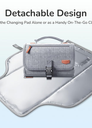 Alatino Portable Diaper Changing Pad for Baby, Detachable Travel Changing Pad with Baby Wipes Pocket, Gifts for Baby Shower, Newborn Girls and Boys (Grey)