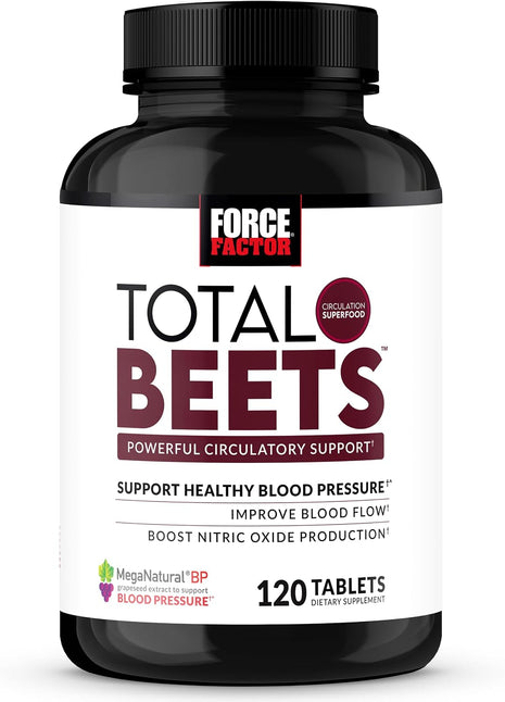 Force Factor Blood Pressure & Total Beets Chews Nitric Oxide Cardiovascular Support Grapeseed Antioxidants 120 Count & 60 Chews