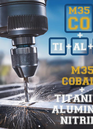 Yellow Paw 1/2 Inch Drill Bit for Metal - Industrial Grade M35 Cobalt with TiAIN Coating - 1/2 inch Diameter & 6 inch Length - 4 inch Working Length - 135 Degree Split Point