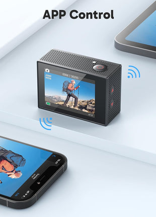 AKASO EK7000 4K30FPS 20MP WiFi Action Camera with EIS Ultra HD 131FT Waterproof Underwater Camera Remote Control 4X Zoom Support External Microphone Black