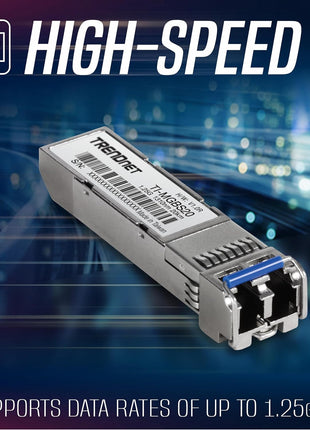 TRENDnet TI-MGBS20, 1000Base-LX Industrial SFP Single- Mode LC Module (20km), Lifetime Protection