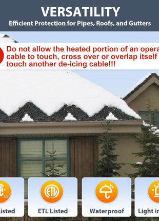HEATIT HIRD 20 feet 5 Watts Per Foot Roof & Gutter Snow De-Icing Cable