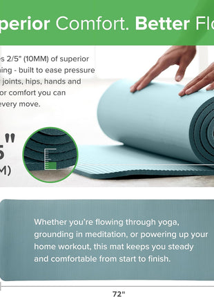 Gaiam Yoga Mat, Pilates & Exercise Mat, Thick 2/5 inch (10mm) Workout Mat with Easy-Cinch Carrying Strap for Home & Gym Workouts