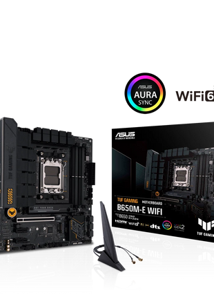 ASUS TUF Gaming B650M-E WIFI AMD B650 AM5 DDR5 6400 2xDP HDMI Dual M2 USB3.2 AX WiFi + BT AURA RGB 2.5Gbit LAN up to mATX 128GB ram support, ASUS TUF PROTECTION, Armoury Crate