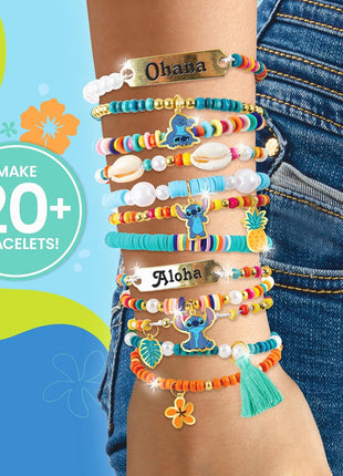 Fashion Angels Disney Stitch DIY Bracelet Making Kit, Includes 1,000+ Shell Beads, Tassels, & More, Lilo & Stitch Collectable Jewelry for Kids, Teen Girls & Boys