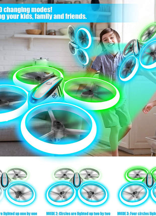 Q9s Drones for Kids,RC Drone with Altitude Hold and Headless Mode,Quadcopter with Blue&Green Light,Propeller Full Protect,2 Batteries and Remote Control,Easy to fly Kids Gifts Toys for Boys and Girls