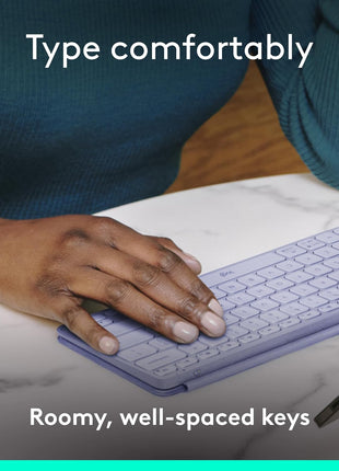 Logitech Keys-to-GO 2 Portable Bluetooth Tablet Keyboard with Built-in Cover, Slim & Compact Wireless Keyboard for Windows, Android, Linux, iPad, iPhone, Mac, Apple TV - Lilac