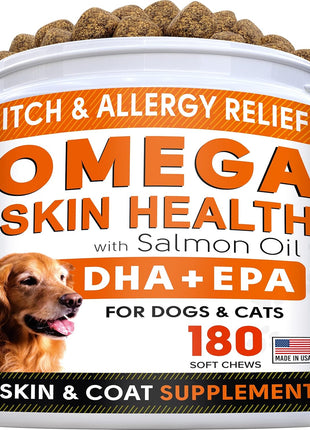 Senior Advanced Glucosamine Joint Supplement + Fish Oil Omega 3 Treats Bundle - Hip & Joint Pain Relief + Allergy and Itch Relief - Chondroitin, MSM + Omega 3 6 9, EPA & DHA - 120 + 180 Soft Chews