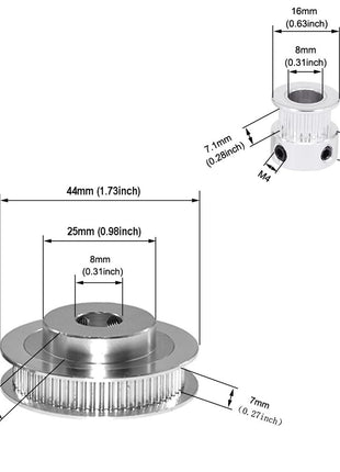 Zeberoxyz 2PCS Set GT2 Synchronous Wheel 20&60 Teeth 8mm Bore Aluminum Timing Pulleys with 2PCS Length 200mm Width 6mm Belt (20-60T-8B-6)