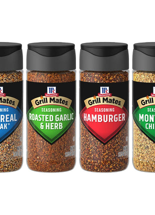 McCormick Grill Mates Spices, Everyday Grilling Variety Pack (Montreal Steak, Montreal Chicken, Roasted Garlic & Herb, Hamburger), 4 Count