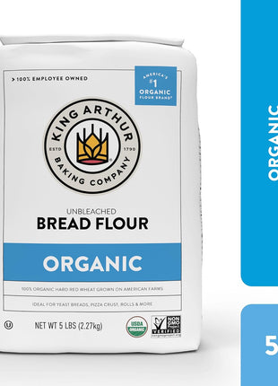 King Arthur 100% Organic Bread Flour, Unbleached, 5 lb (Pack of 1) - Non-GMO Project Verified, No Preservatives
