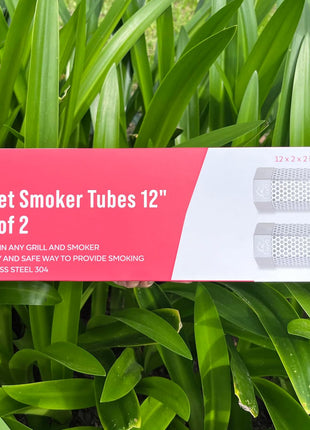 Premium Pellet Smoker Tube 12 inch (Set of 2) - 5 Hours of Billowing Smoke, Hot or Cold Smoking, for Any Grill or Smoker, An Easy and Safe Way to Provide Smoking, Free eBook Grilling Ideas & Recipes