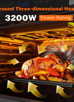 Empava 24" 2.3 cu ft Single Electric Convection Touch Oven, Stainless Steel | 10 Cooking Functions, Convection Cooking, 360° Rotisserie, sensitive Touch Control, Low-E Tempered Glass, 2-Year Warranty