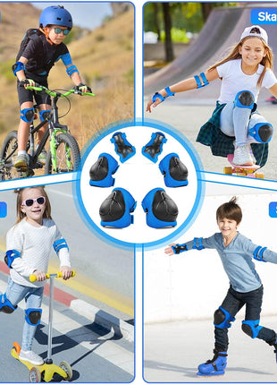 Wemfg Kids Protective Gear Set Knee Pads for Kids 3-14 Years Toddler Knee and Elbow Pads with Wrist Guards 3 in 1 for Skating Cycling Bike Rollerblading Scooter