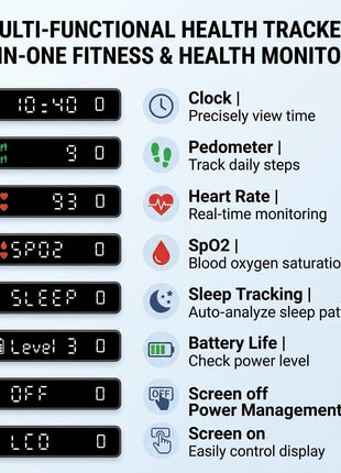 Smart Bracelet Fitness Health Tracker for Men Women with 2 Bands | 24/7 Heart Rate/Pressure Detection/Sleep Monitor, 5ATM Waterproof, Multiple Sport Modes, Android iOS Compatible