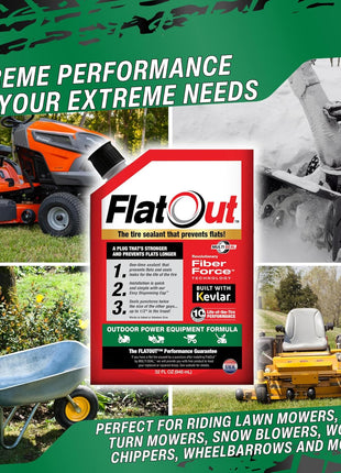FlatOut Off-Road Tire Sealant, Outdoor Power Equipment Formula, Prevents Flat Tires, Fix a Flat Tire, Seals Leaks, Contains Kevlar, 32 Ounce Bag, 1-Pack