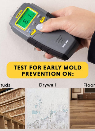 General Tools MMD4E Digital Moisture Meter, Water Leak Detector, Moisture Tester, Pin Type, Backlit LCD Display With Audible and Visual High-Medium-Low Moisture Content Alerts, Grays