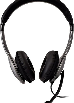 V7 HU521 Deluxe USB Stereo Headphones with Microphone - Black & Grey