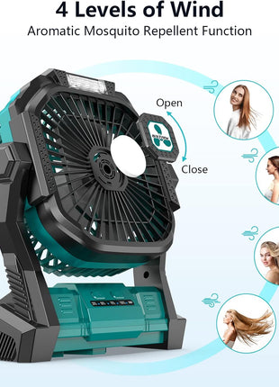 Portable Fan Rechargeable, 20000mAh Cordless Battery Powered Fan with LED Lantern Battery Operated for Travel Bedroom Home Camping Tent Office Beach Desk Fishing Table