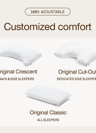 Coop Home Goods Original Adjustable Pillow, Queen Size Bed Pillows for Sleeping, Cross Cut Memory Foam Pillows - Medium Firm Back, Stomach and Side Sleeper Pillow, CertiPUR-US/GREENGUARD Gold