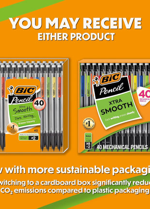 BIC Xtra Smooth Mechanical Pencil with 0.7 mm Medium Point, Refillable and Retractable, 40-Count Pack