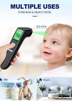 Non-Contact Forehead Thermometer for Adults and Kids, 1 Second Result | Accurate Reading with Large Display, Mute Mode, Memory Recall, Fever Alarm, Easy to use for Home & Hospital