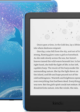 Amazon Kindle Kids 16GB (newest model) - If it breaks, we will replace it, includes ad-free books and cover, with glare-free display, faster page turns - Space Whale