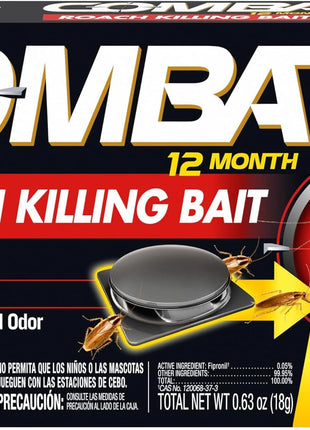 Combat Max 12 Month Roach Killing Bait, Small Roach Bait Station, Child-Resistant, 18 Count