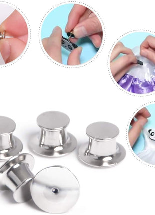 30 Pieces Metal Pin Backs Locking Pin Keepers Locking Clasp