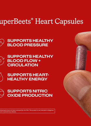 HumanN SuperBeets Beet Root Capsules Quick Release 1000mg, Helps Support Nitric Oxide Production, Blood Pressure, Heart Health, Contains Non GMO Beetroot Powder, Studied Antioxidants 90 Count