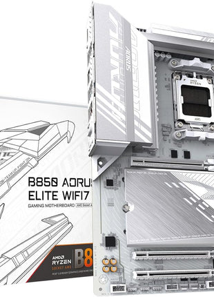 GIGABYTE B850 AORUS Elite WIFI7 ICE AMD AM5 ATX Motherboard, Support AMD Ryzen 9000/8000/7000 Series, DDR5, 14+2+2 Power Phase, 3X M.2, PCIe 5.0, USB-C, WIFI7, 2.5GbE LAN, EZ-Latch, 5-Year Warranty
