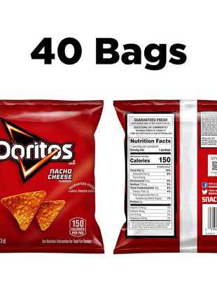 Doritos Flavored Tortilla Chips, Nacho Cheese, 1 Ounce (Pack of 40)