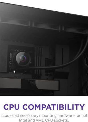 NZXT Kraken 360 - RL-KN360-B1-360mm AIO CPU Liquid Cooler - Customizable 1.54" Square LCD Display for Images, Performance Metrics and More - High-Performance Pump - 3 x F120P Fans - Black