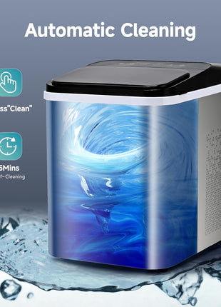 EUHOMY Nugget Ice Makers Countertop, Ready in 8 Mins, 35lbs/24H, Self-Cleaning, Portable Ice Maker Machine with Ice Scoop & Basket, Sonic Ice Maker with Chewable Pellet Ice for Home/Party/RV/Camping
