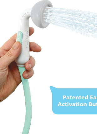 Yookidoo Baby Bath Shower Head - Elephant Water Pump and Trunk Spout Sprayer - One Handed Flow Control for Newborn Babies in Tub Or Sink (Turquoise)