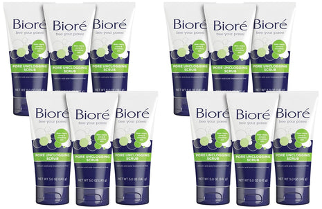 Bioré Pore Unclogging Scrub, Removes Excess Dirt and Oils, Face Scrub, with Salicylic Acid, Oil Free, 5 Ounces, Pack of 12