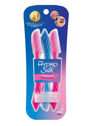 Schick Hydro Silk Touch-Up Dermaplaning Tool with Precision Cover, 3ct | Dermaplane Razor, Face Razors for Women, Peach Fuzz Remover