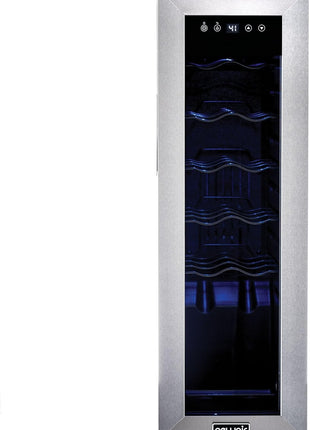 NewAir 12 Bottle Wine Cooler Refrigerator | Freestanding Wine Fridge | Stainless Steel, Double-Layer Tempered Glass Door, Quiet Compressor | 41F-64F Digital Temperature Control For Reds & Whites Wine