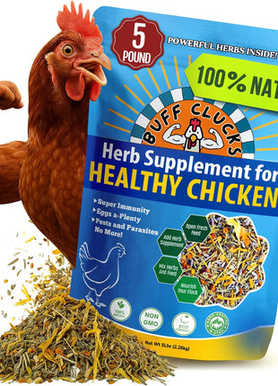 Herb Supplement for Backyard Chickens - Natural Chicken Treats, Poultry Feed Botanical Mix, Plant-Based Coop Snacks for Daily Wellness, Feather Quality, Egg Production, USA (12 oz)