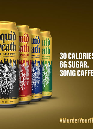 Liquid Death Iced Tea Variety 12-Pack (19.2 Oz Cans) (Grim Leafer, rest in Peach, Dead Billionaire, Green Guillotine)