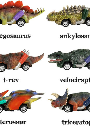 Dinosaur Toy Pull Back Cars,6 Pack Dino Toys for 3 Year Old Boys Girls and Toddlers,Boy Toys Age 3,4,5 and Up,Pull Back Toy Cars,Dinosaur Games with T-Rex