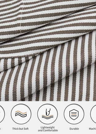 NLUS 2 Pack Kitchen Cooking Aprons, Adjustable Bib Soft Chef Apron with 2 Pockets for Men Women(Black/Brown Stripes)