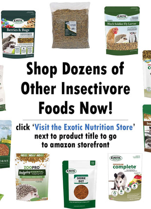 Berries & Bugs 1.5 lb - All Natural High Protein High Fiber Food for Hedgehogs, Skunks, Opossums, Sugar Gliders - Universal Insectivore Diet with Fruit, Gut-Loaded Insects, & Healthy Vitamins