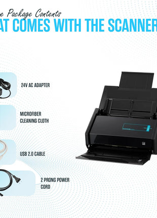 IX500 Fujitsu ScanSnap Duplex Document & Receipt Scanner, Mac/PC, USB 3.0 | High-Speed Duplex Scanning, 16V Power, Wireless & Cloud-Enabled, Sharp Results, User-Friendly Interface, Photos & Documents