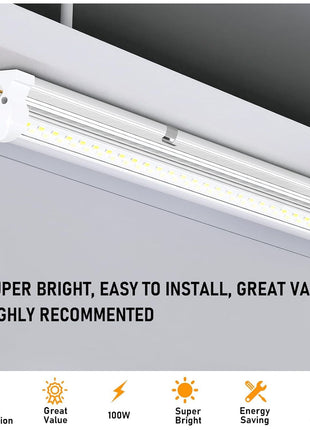 ONLYLUX 8ft LED Shop Light, 8' 100W 15000lm 6000K (12 Pack), 8 Foot Linkable led Shop Lights with Plug Fixture for Garage Workshop, T8 LED Tube Lights, High Output,