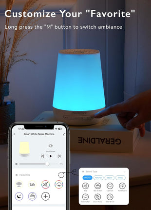 Baby Sound Machine, Momcozy White Noise Machine for Baby Sleeping with Night Light, Toddler Sleep Trainer 34 Soothing Sleep Sounds, Timer, App Remote Control, Personal Sleep Routine Alarm Clock(Blue)